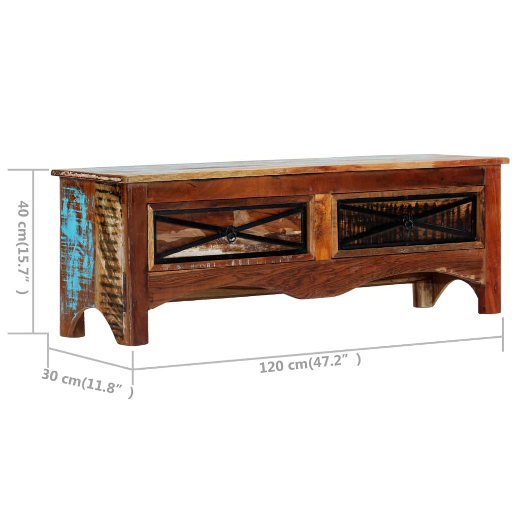 TV Cabinet 120x30x40 cm - Solid Reclaimed Wood, Trendy Design