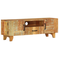 Hand Carved TV Cabinet 120x30x40 cm Solid Reclaimed Wood - Vintage Charm and Sophistication