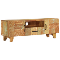 Hand Carved TV Cabinet 120x30x40 cm Solid Reclaimed Wood - Vintage Charm and Sophistication