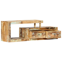 TV Cabinet 120x30x40 cm Solid Reclaimed Wood - Classic-style Wooden TV Stand with 2 Drawers and 1 Compartment