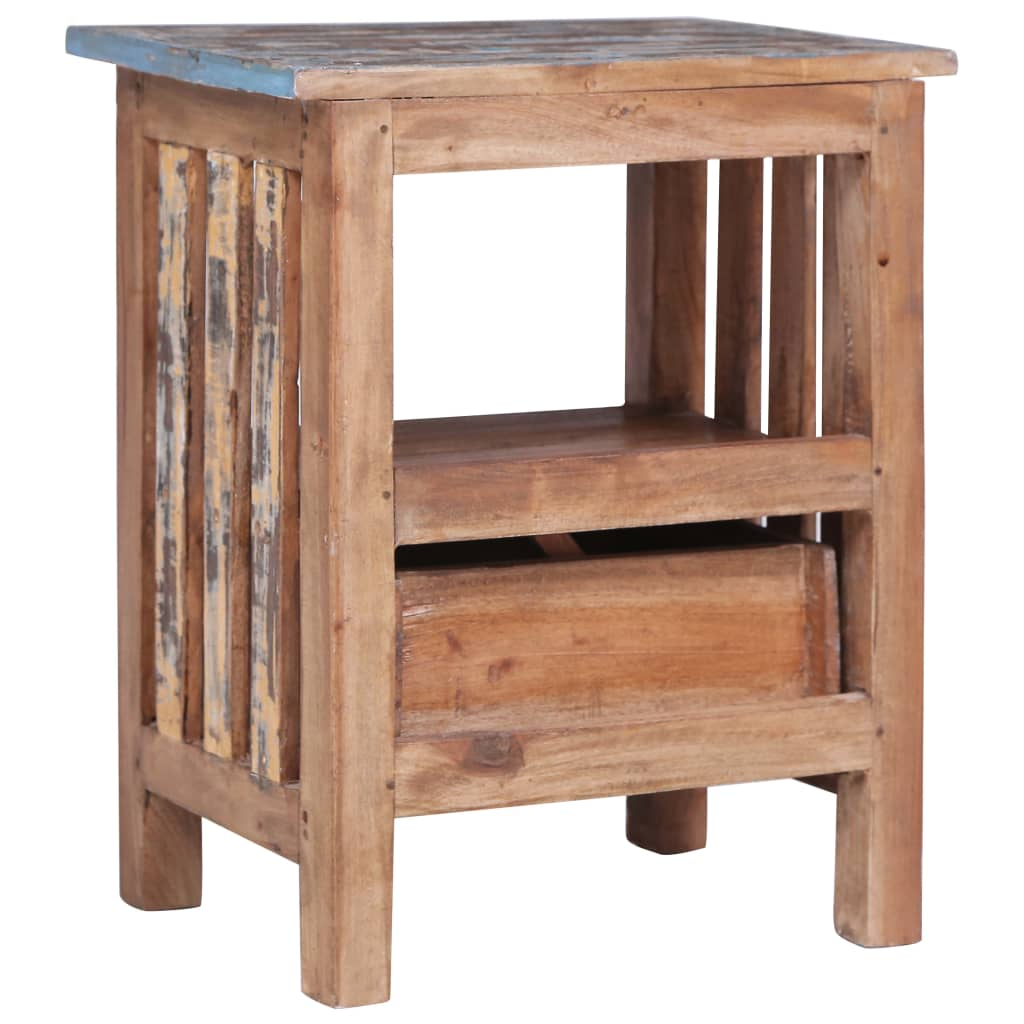 Bedside Cabinet 41x30x50 cm Solid Reclaimed Wood - Handmade, Polished, and Lacquered