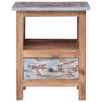 Bedside Cabinet 41x30x50 cm Solid Reclaimed Wood - Handmade, Polished, and Lacquered