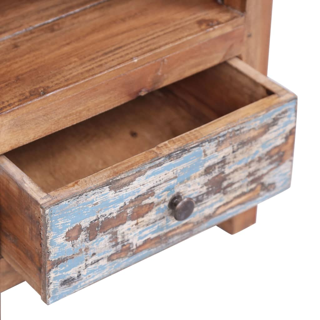 Bedside Cabinet 41x30x50 cm Solid Reclaimed Wood - Handmade, Polished, and Lacquered