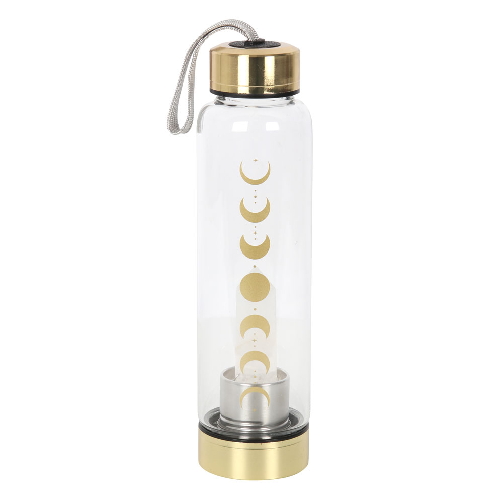 Quartz Moon Phase Glass Water Bottle - Stylish and Eco-Friendly