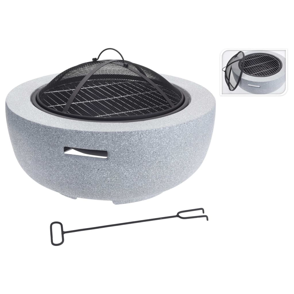 ProGarden Fire Bowl with BBQ Rack - Light Grey | Outdoor Fireplace for Garden and Barbecue Parties