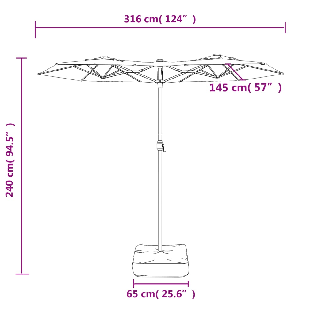 Double-Head Parasol Bordeaux Red - Protect Yourself from the Sun's Harmful UV Rays