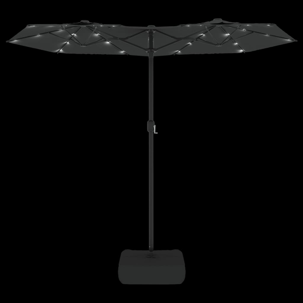 Double-Head Parasol with LEDs Anthracite 316x240 cm