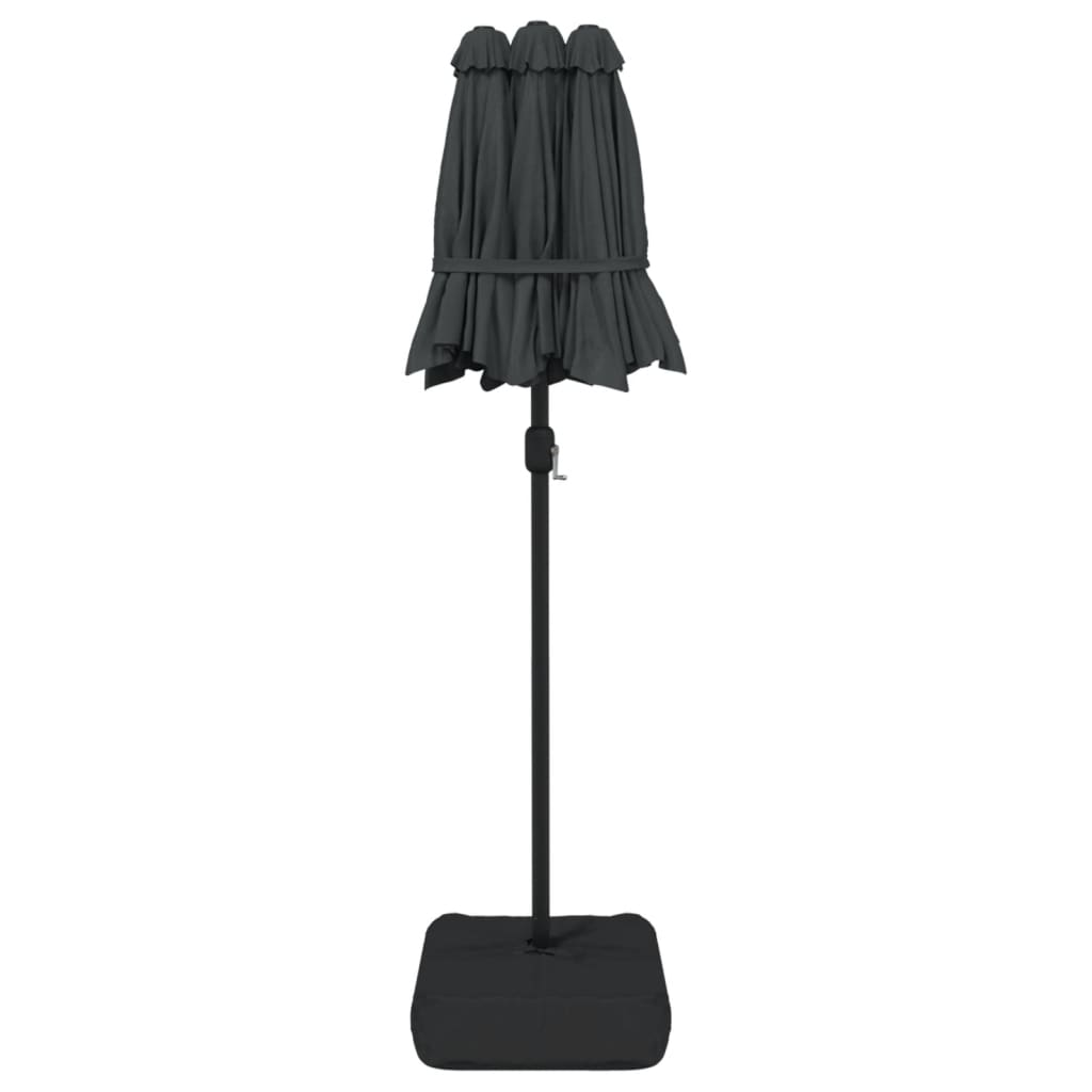 Double-Head Parasol with LEDs Anthracite 316x240 cm