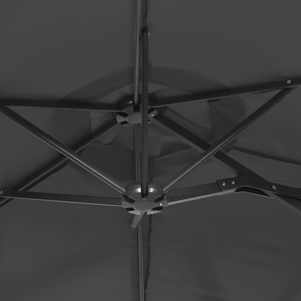 Double-Head Parasol with LEDs Anthracite 316x240 cm