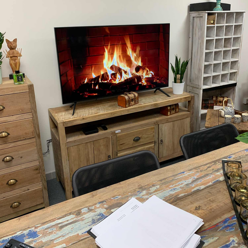 Large TV Stand - Recycled Wood | Rustic Upcycled Teak Furniture