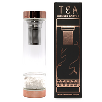 Crystal Glass Tea Infuser Bottle - Rose Gold - Rock Quartz | Enhance Your Tea-Drinking Experience