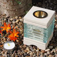 Stone Oil Burner - Square Glass Brick | Premium Sandstone Oil Burner