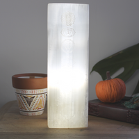 Selenite Block Lamp 25cm - Chakra Lamp | Natural Selenite Stone