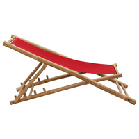 Deck Chair Bamboo and Canvas Red - Premium Outdoor Furniture