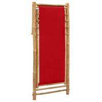 Deck Chair Bamboo and Canvas Red - Premium Outdoor Furniture