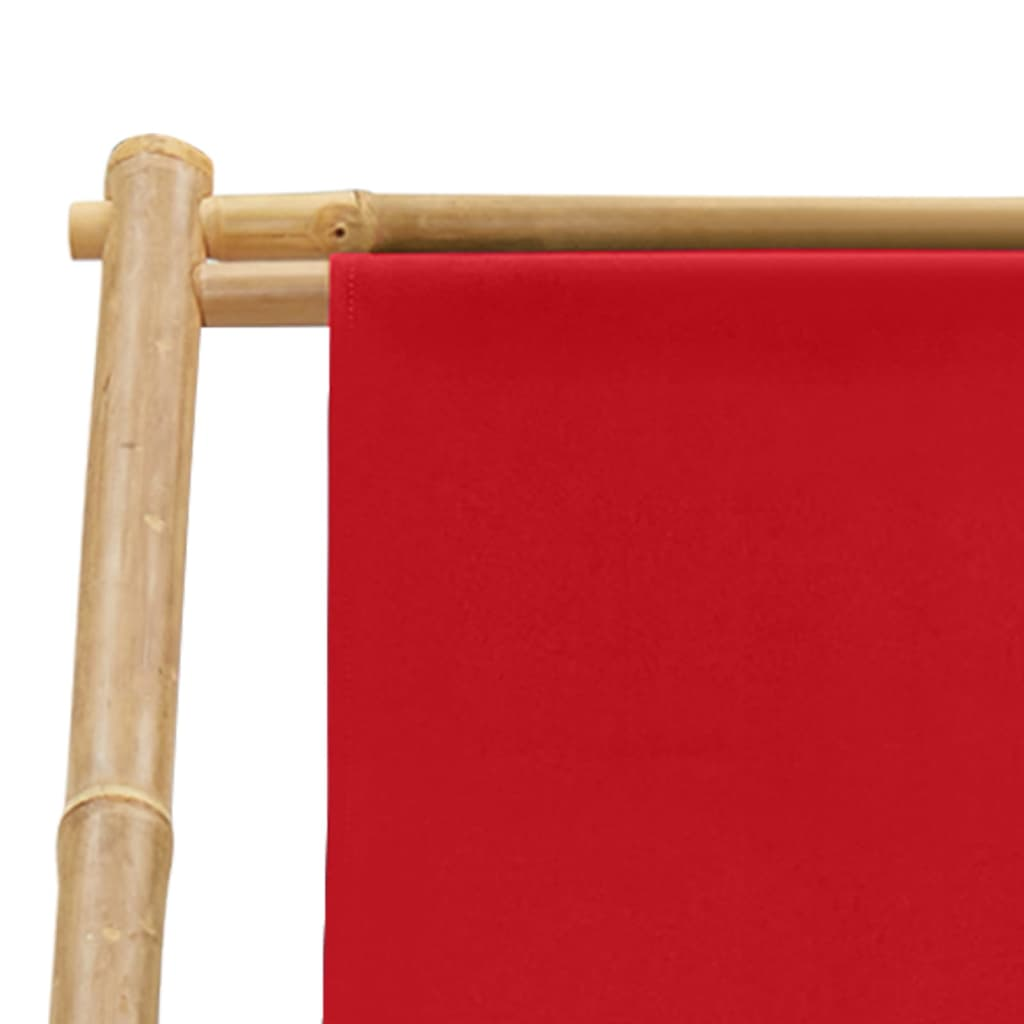 Deck Chair Bamboo and Canvas Red - Premium Outdoor Furniture