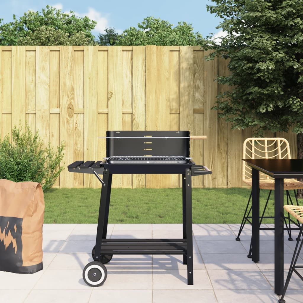 Charcoal BBQ Grill with Wheels | Sturdy Construction | Adjustable Height | Practical Windshield