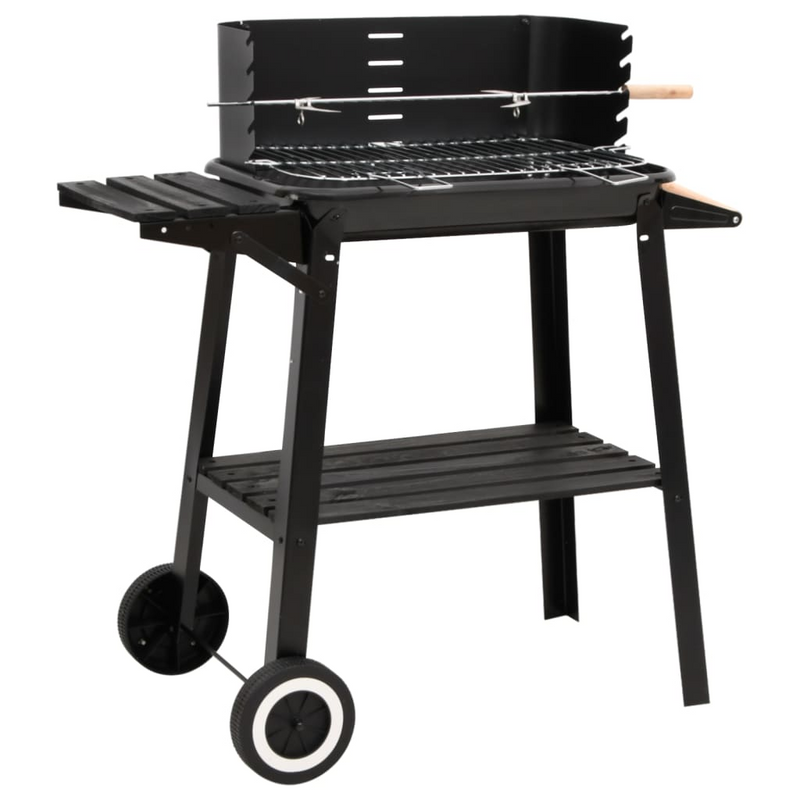 Charcoal BBQ Grill with Wheels | Sturdy Construction | Adjustable Height | Practical Windshield