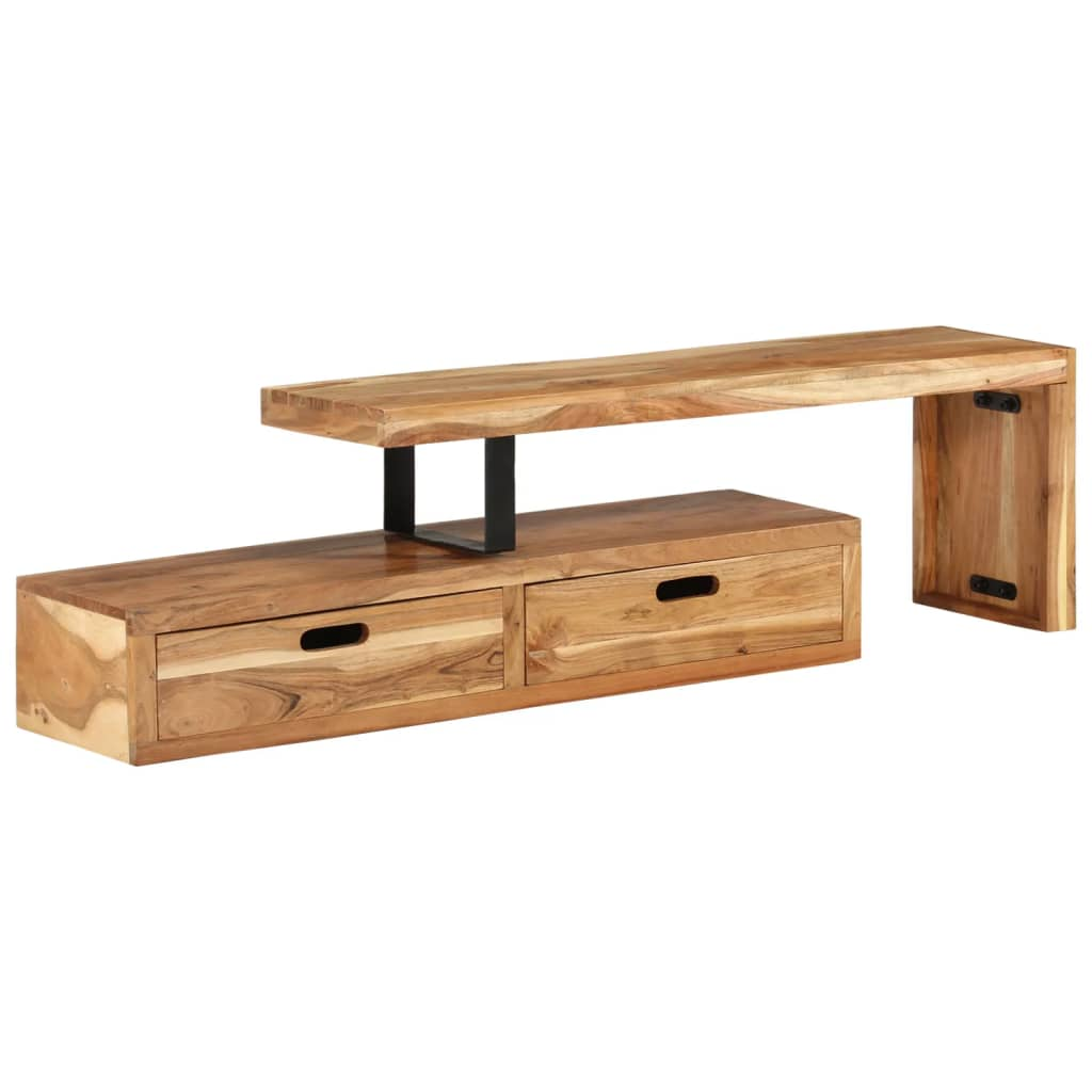 TV Stand Solid Wood Acacia - Antique-style Design - Spacious Storage - Sturdy and Durable