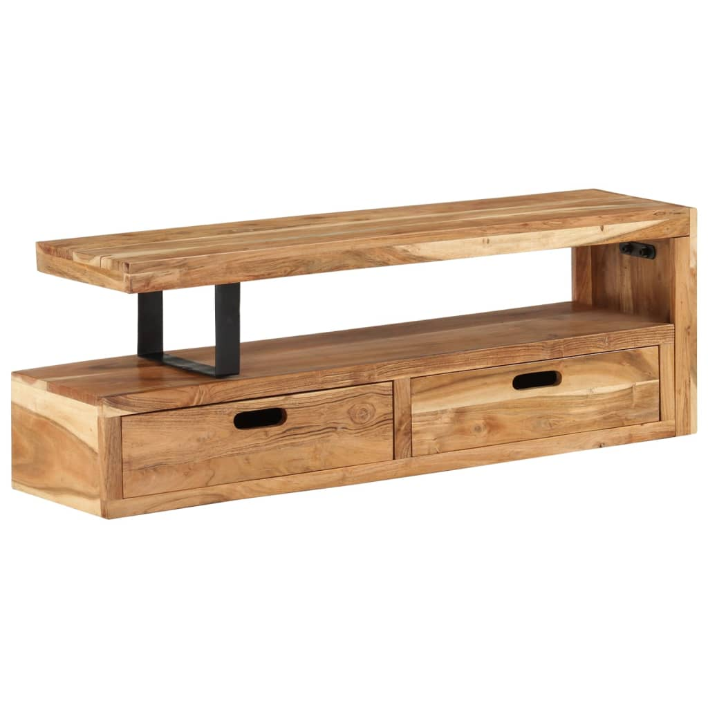 TV Stand Solid Wood Acacia - Antique-style Design - Spacious Storage - Sturdy and Durable