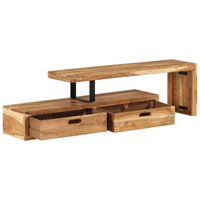 TV Stand Solid Wood Acacia - Antique-style Design - Spacious Storage - Sturdy and Durable