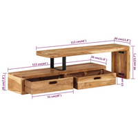 TV Stand Solid Wood Acacia - Antique-style Design - Spacious Storage - Sturdy and Durable