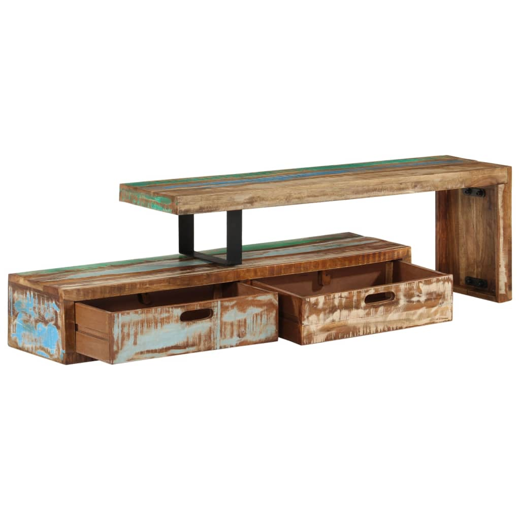 TV Stand Solid Wood Reclaimed - Antique-Styled Design for Your Living Room