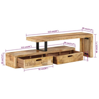 TV Stand Solid Wood Mango - Antique-Style Design, Spacious Storage, Displaying Function