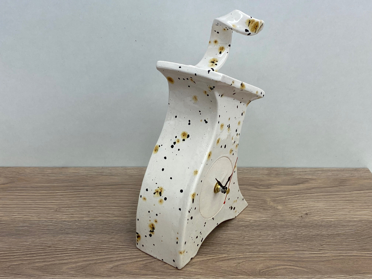 Ceramic Mantel Clock - Confetti Glaze | Handmade Whimsical Design