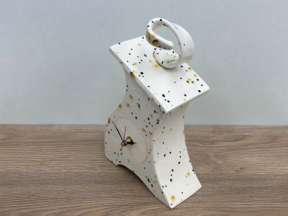 Ceramic Mantel Clock - Confetti Glaze | Handmade Whimsical Design