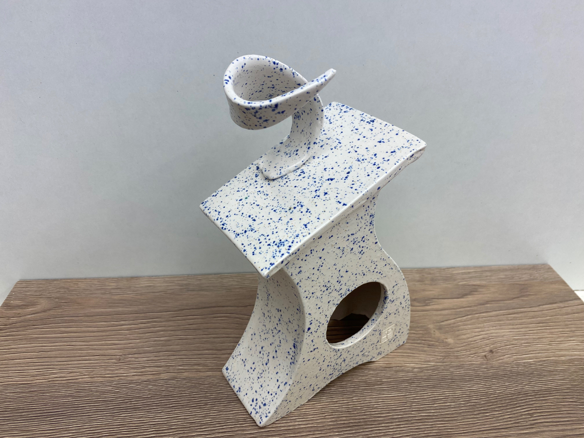 Ceramic Mantel Clock - Light Blue Speckled | Quirky Handmade Design