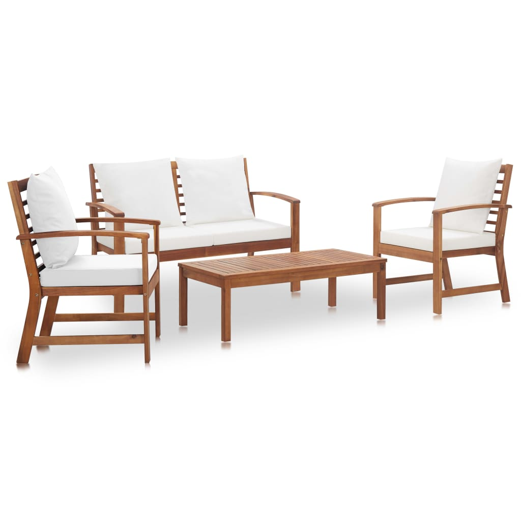 vidaXL 4 Piece Garden Lounge Set with Cushions Solid Wood Acacia - Outdoor Furniture for Relaxation