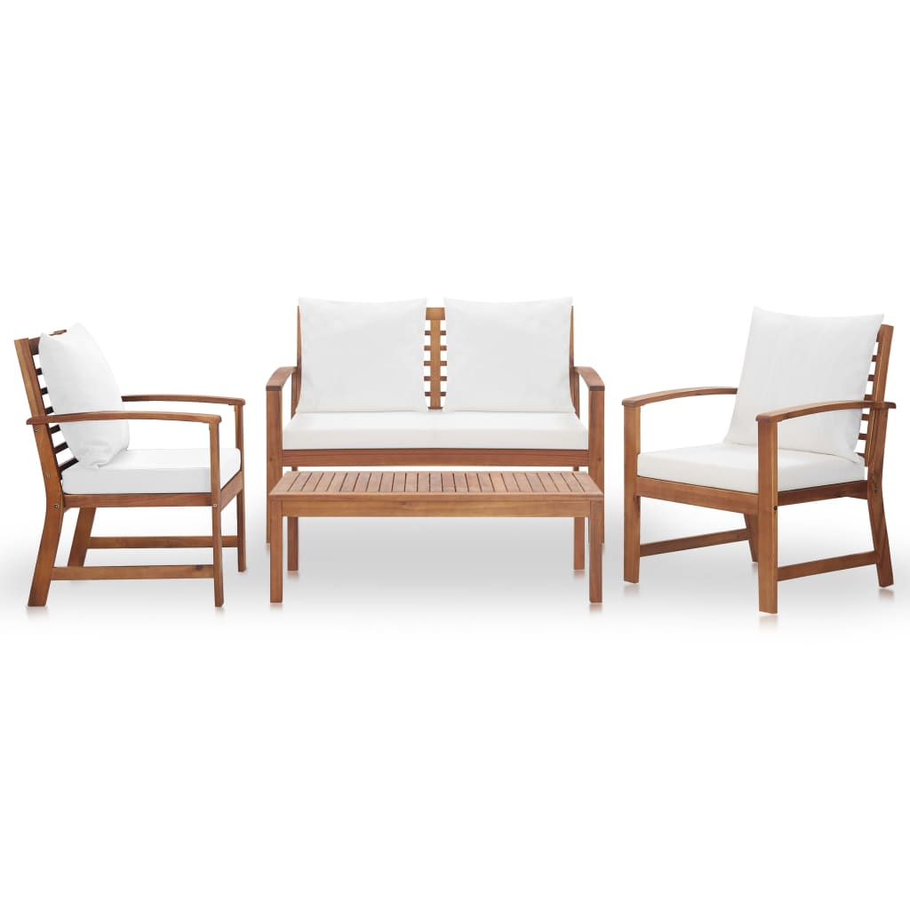 vidaXL 4 Piece Garden Lounge Set with Cushions Solid Wood Acacia - Outdoor Furniture for Relaxation