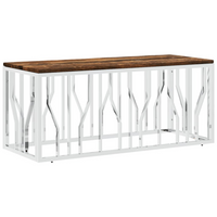 Coffee Table Stainless Steel and Solid Wood Reclaimed