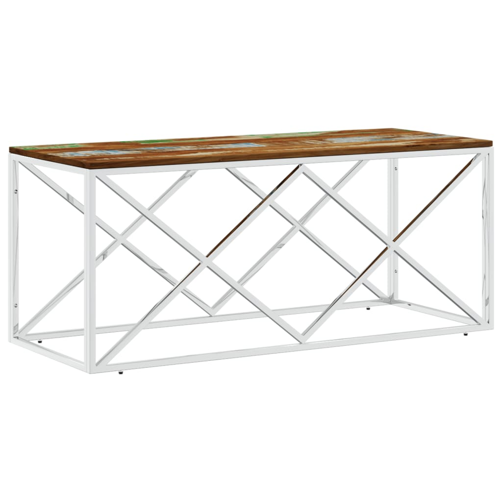 Coffee Table Stainless Steel and Solid Wood Reclaimed - Functional and Beautiful