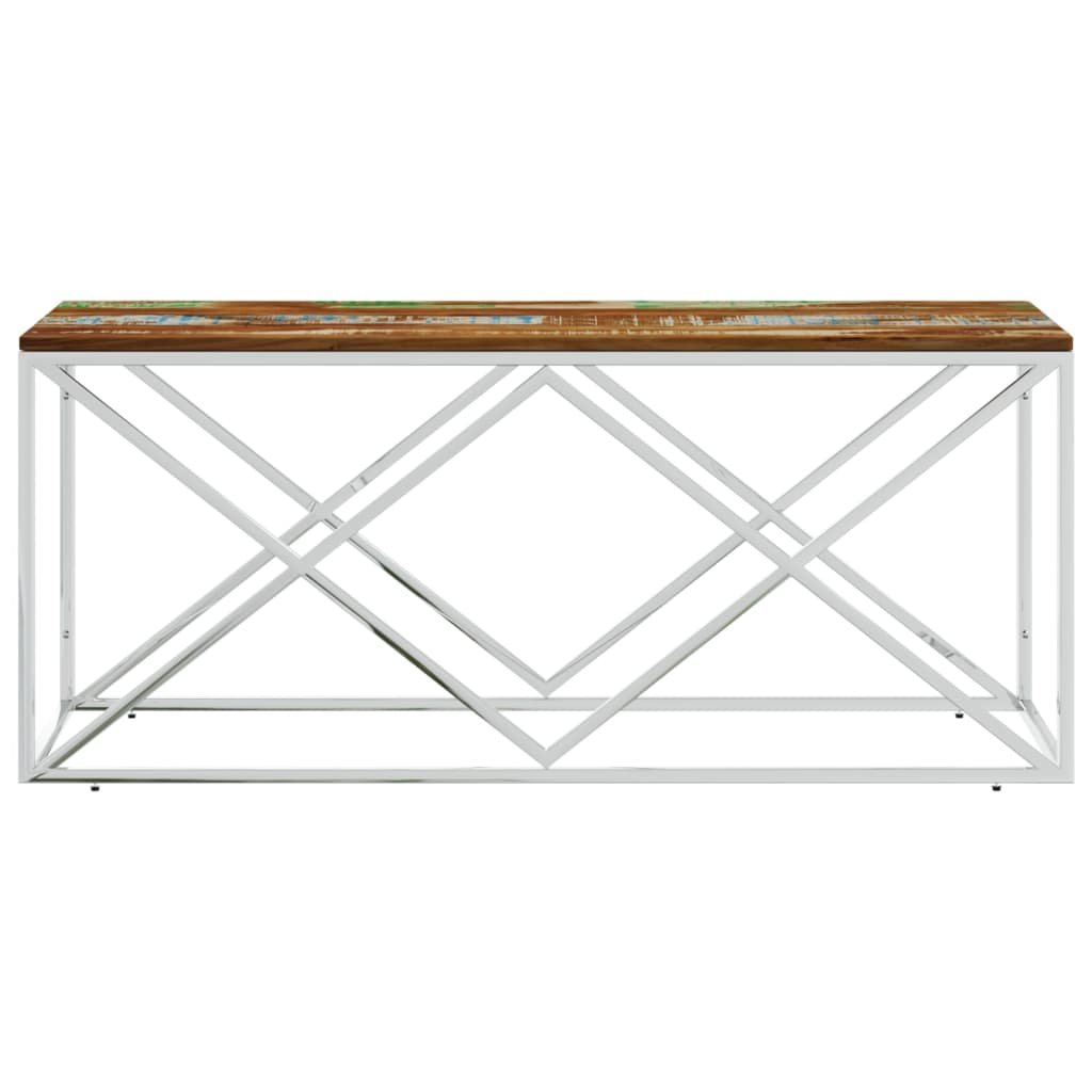 Coffee Table Stainless Steel and Solid Wood Reclaimed - Functional and Beautiful