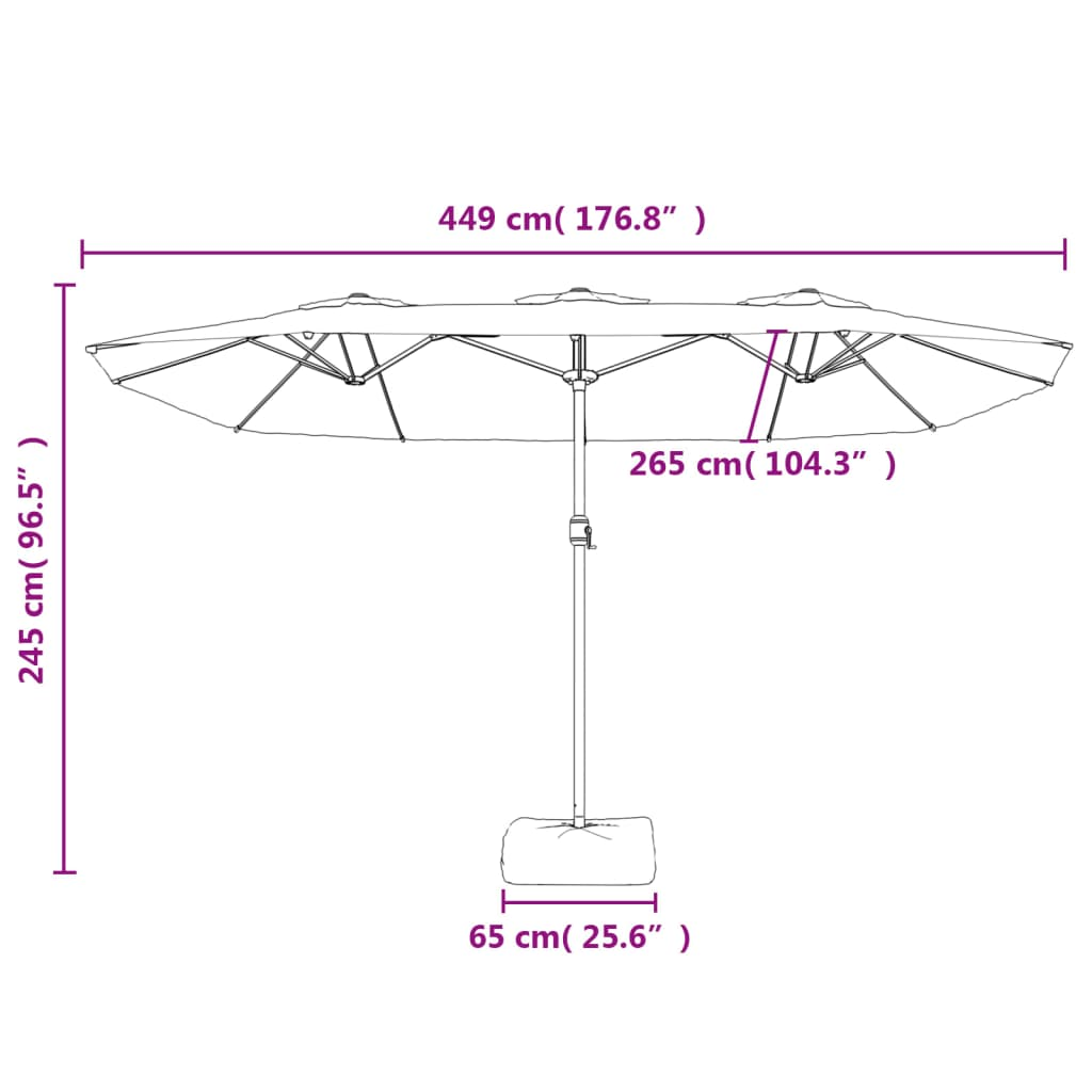 Double-Head Parasol Black 449x245 cm - UV-Protective & Durable | Crank Mechanism & Strong Base