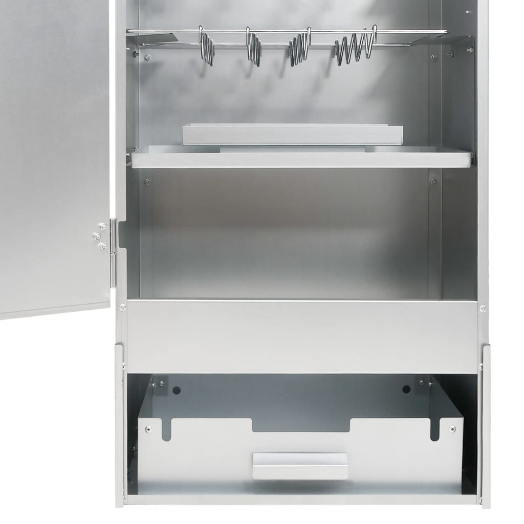 BBQ Oven Smoker with Wood Chips 44.5x29x110 cm Galvanised Steel - Outdoor Smoker for Meat, Fish, and Sausages