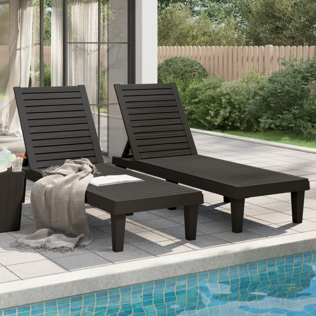 Sun Loungers 2 pcs Black - Relax in Style