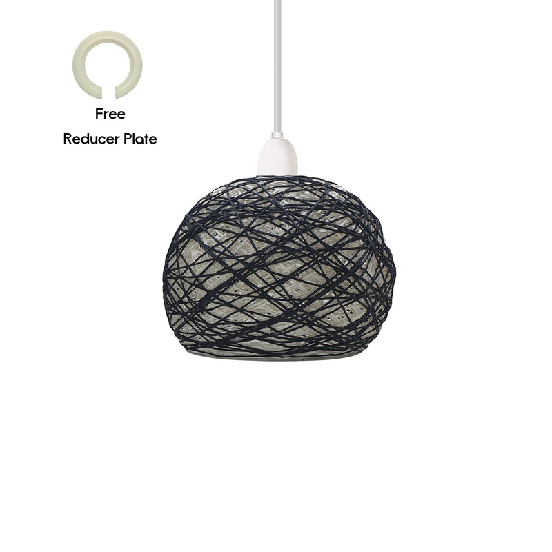 Woven Pendant Lamp - Vintage Style Easy Fit Rattan Lamp Shade