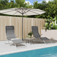 Folding Sun Loungers - 2 pcs Grey Textilene & Powder-coated Steel | Ergonomic Design, Foldable, Durable