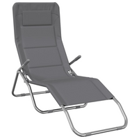 Folding Sun Loungers - 2 pcs Grey Textilene & Powder-coated Steel | Ergonomic Design, Foldable, Durable