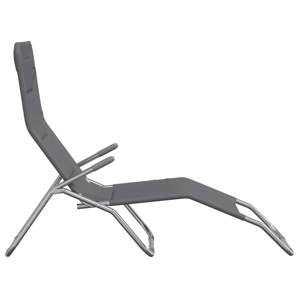 Folding Sun Loungers - 2 pcs Grey Textilene & Powder-coated Steel | Ergonomic Design, Foldable, Durable