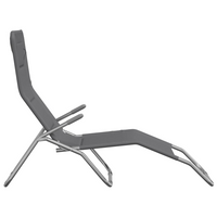 Folding Sun Loungers - 2 pcs Grey Textilene & Powder-coated Steel | Ergonomic Design, Foldable, Durable