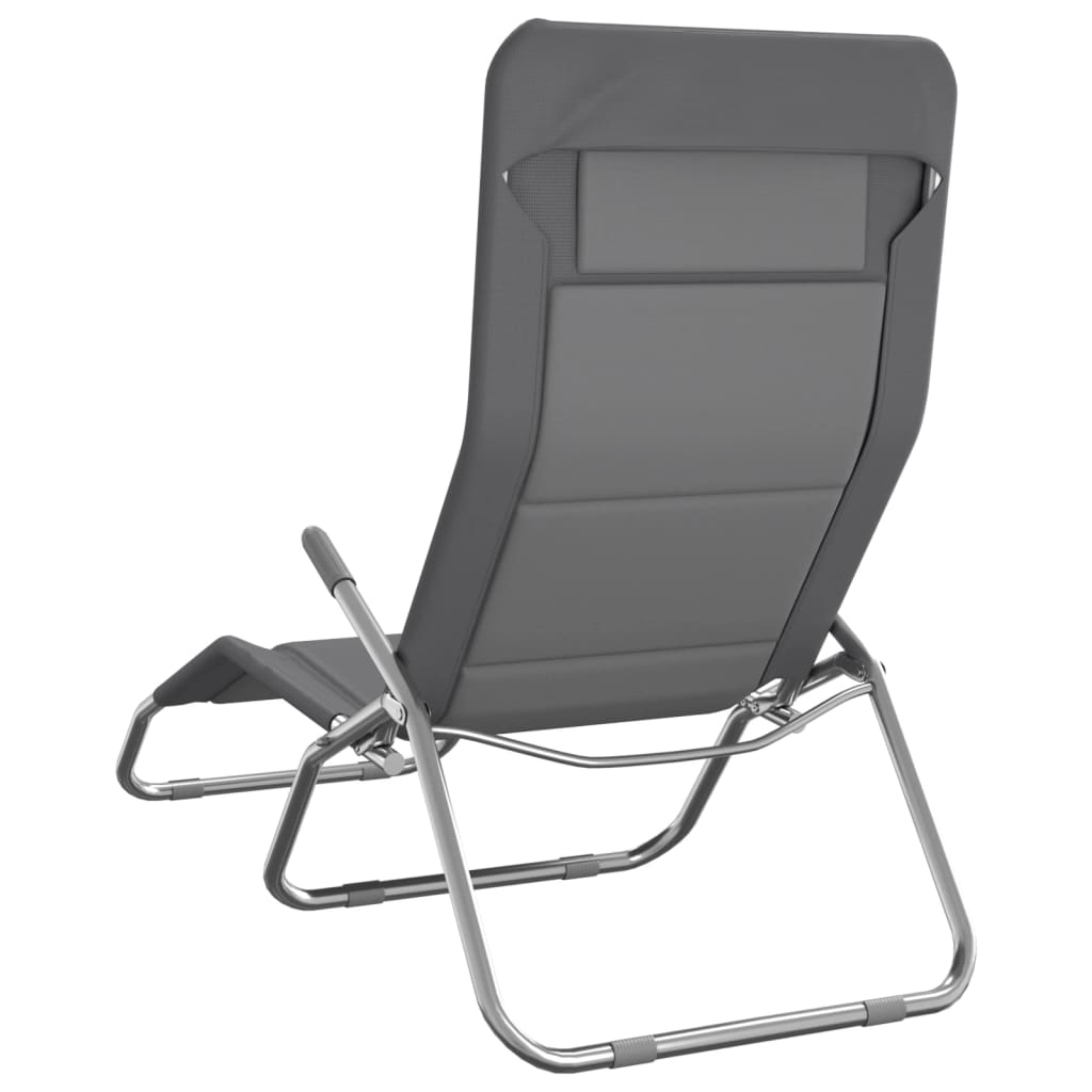 Folding Sun Loungers - 2 pcs Grey Textilene & Powder-coated Steel | Ergonomic Design, Foldable, Durable