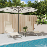 Folding Sun Loungers 2 pcs Cream Textilene & Powder-coated Steel - Outdoor Loungers