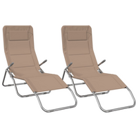 Folding Sun Loungers 2 pcs Taupe Textilene&Powder-coated Steel