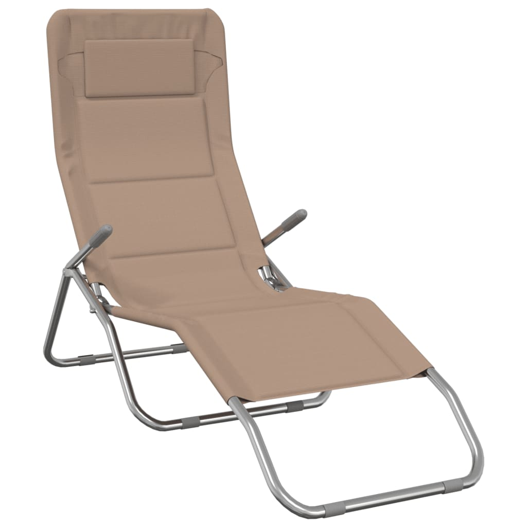 Folding Sun Loungers 2 pcs Taupe Textilene&Powder-coated Steel