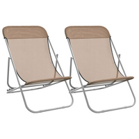 Folding Beach Chairs 2 pcs Taupe - Textilene & Powder-Coated Steel