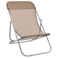 Folding Beach Chairs 2 pcs Taupe - Textilene & Powder-Coated Steel